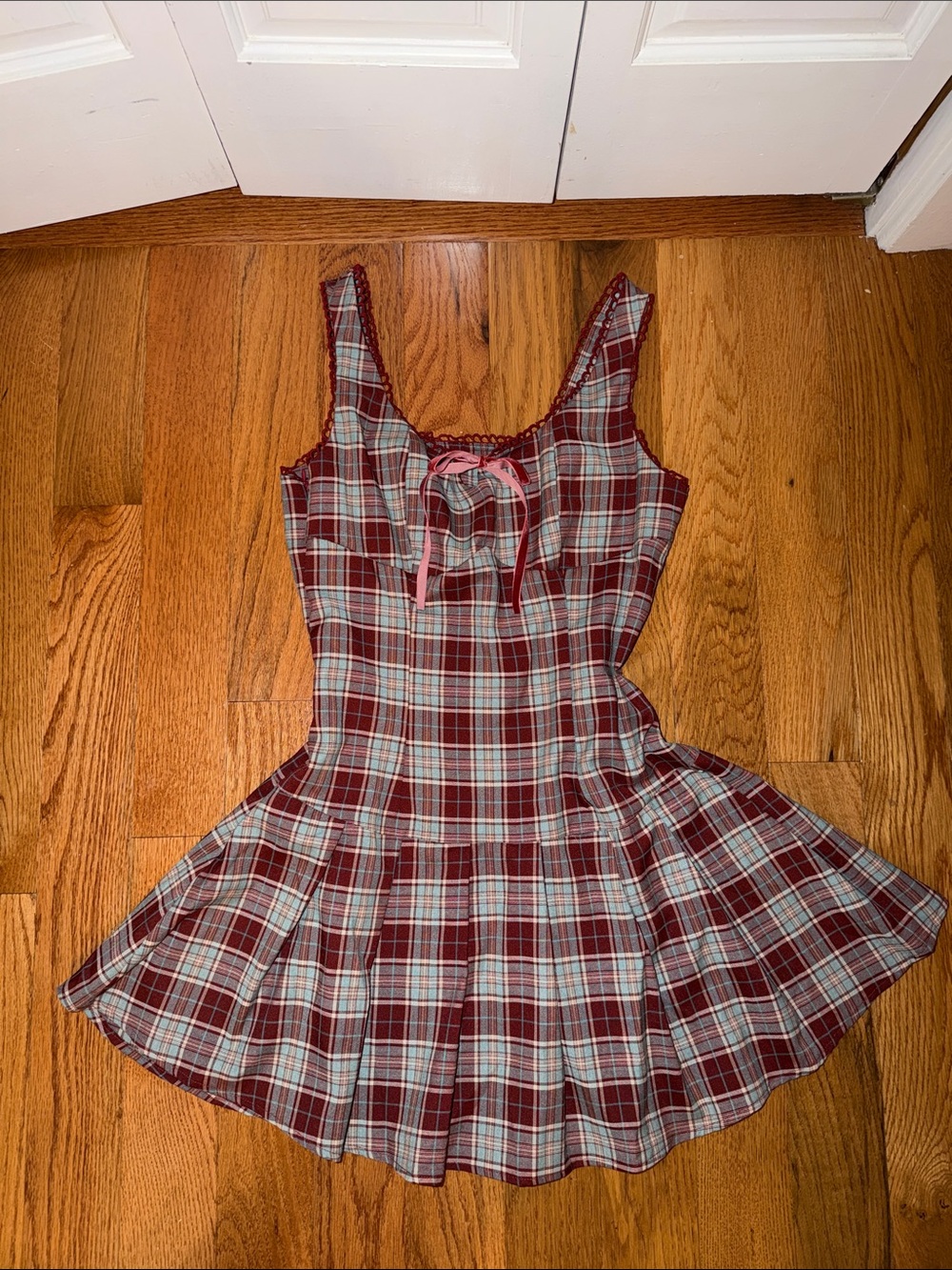 Cider Red Plaid Sleeveless Skater Dress